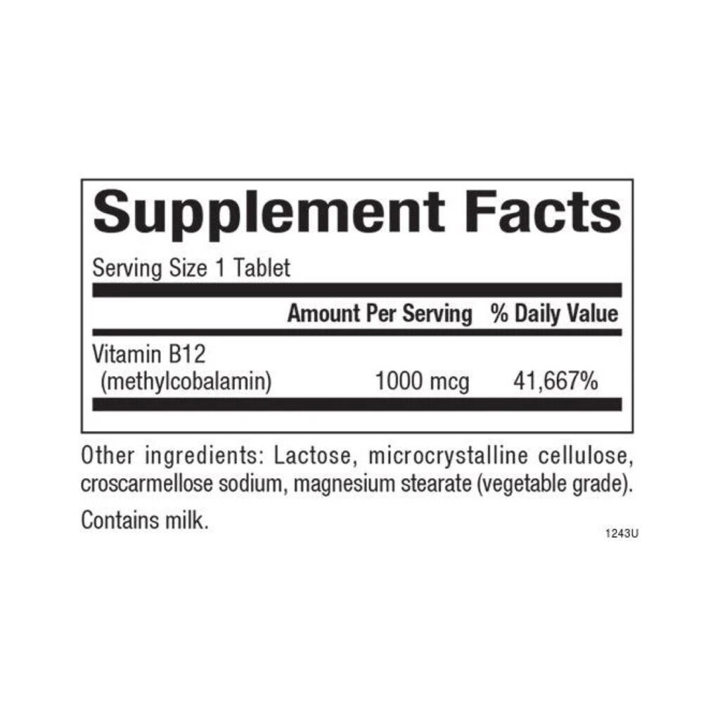 B12 Methylcobalamin 1000 mcg - 180 tabs