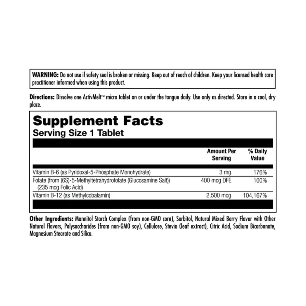 B6 B12 Methyl Folate - 60 tabs Mixed Berry