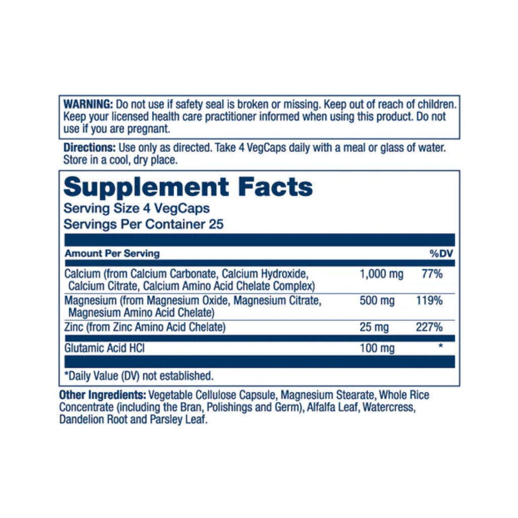 Calcium Magnesium Zinc - 100 vcaps