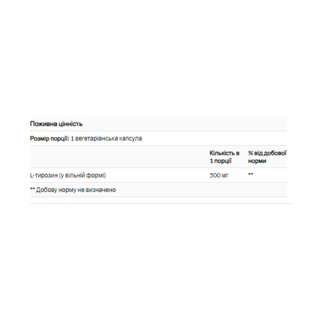 L-Tyrosine 500mg - 100 vcaps