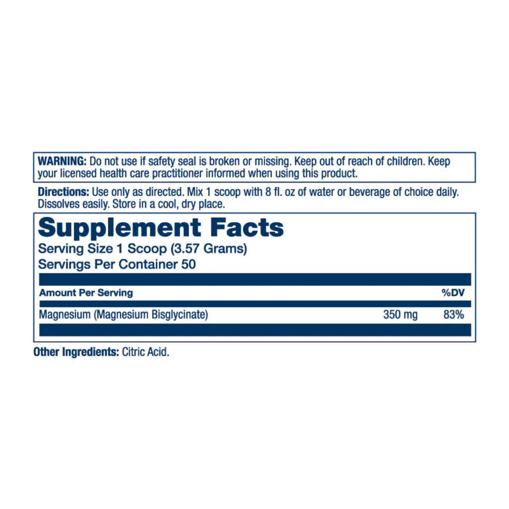 Magnesium Glycinate Powder - 179g Unflavored