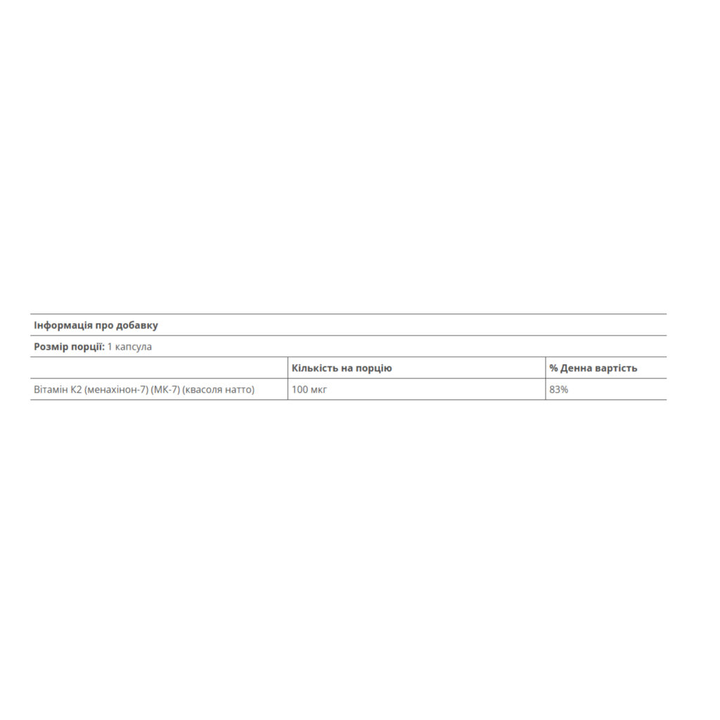 Vitamin K2 100mcg - 60 vcaps